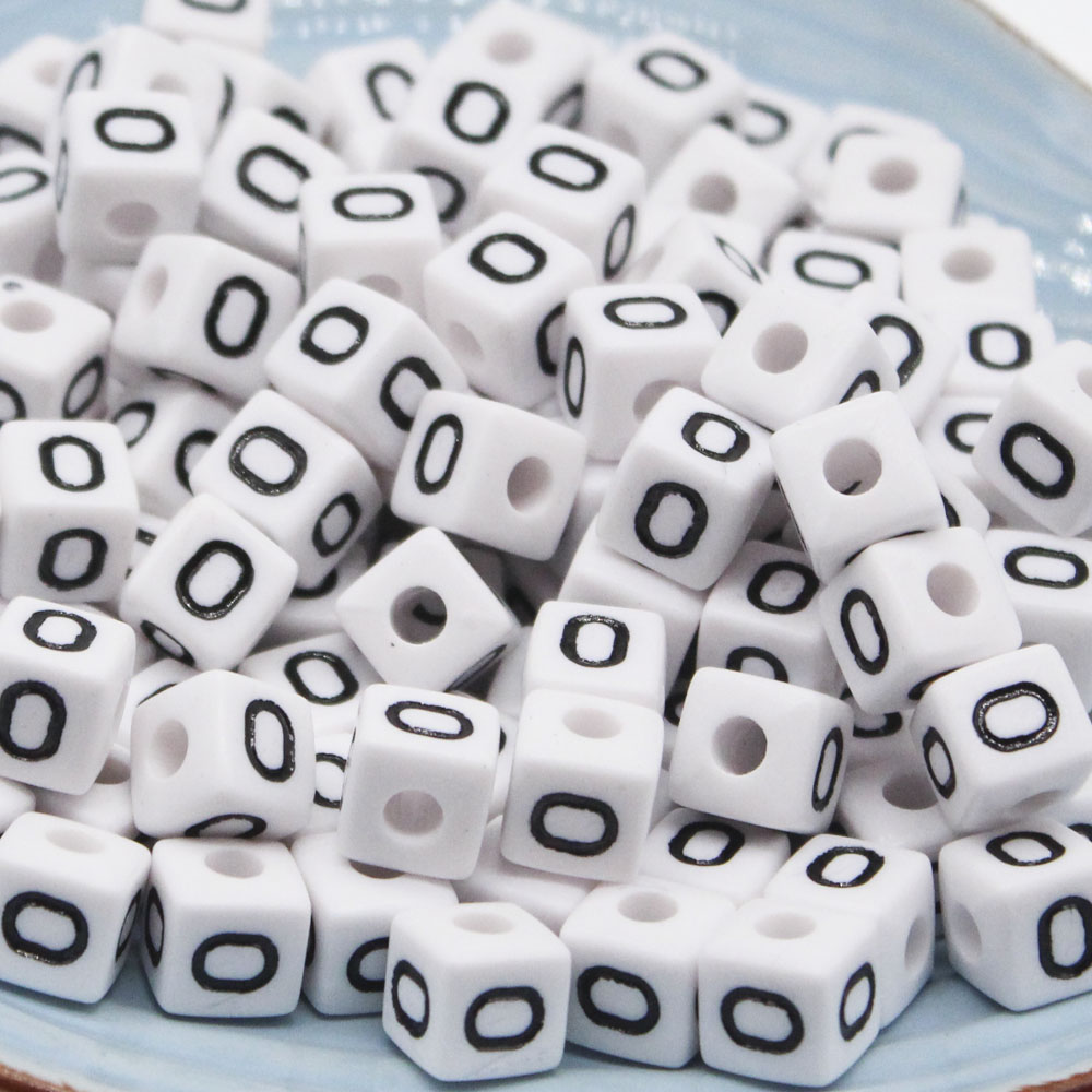 CHONGAI 550 Uds cubo acrílico cuentas con letras un solo alfabeto A-Z pulsera cuadrada blanca fabricación de joyas cuentas 10*10mm