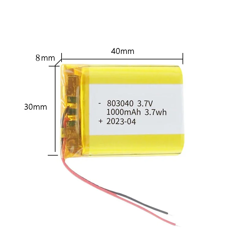 3.7V 1000mAh 803040 Akumulator litowo-polimerowy do zestawu słuchawkowego Bluetooth MP5 z kamerą i nawigacją GPS