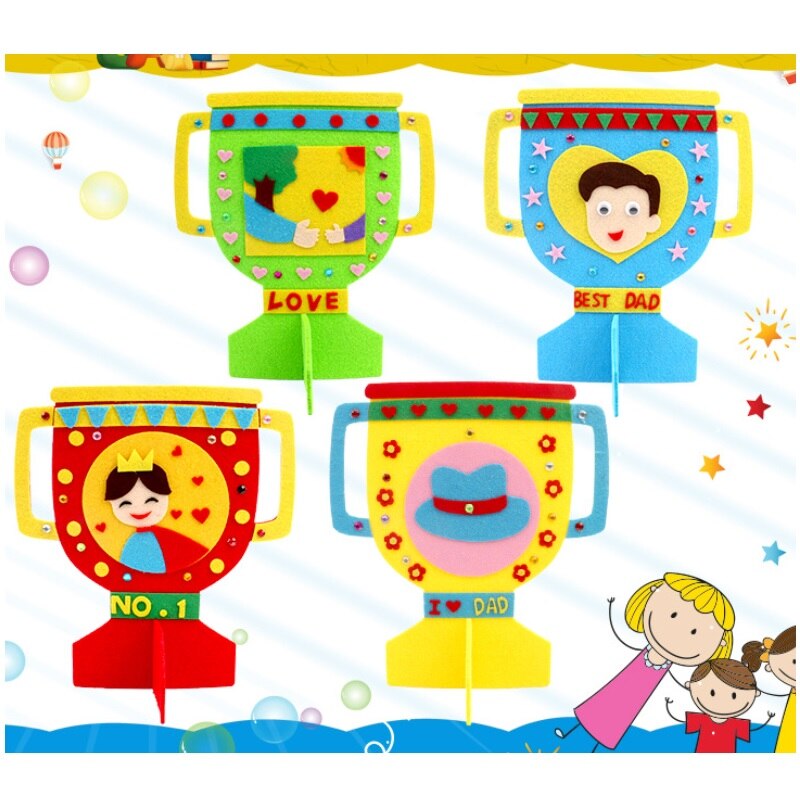 Nicht gewebte kleidung DIY Trophäe freundlicher Manuelle tuch Tasse Kindergarten Handgemachte trophäe belohnung Vater murmeln Schild Stengel Kunst Spielzeug