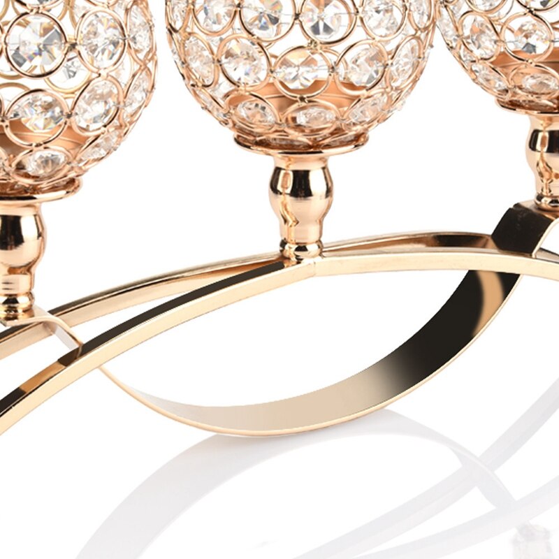 Europese Bruiloft Plating Goud Boogbrug Kandelaar Iron Crystal Ball Romantisch Kaarslicht Diner Kandelaar Decoratie