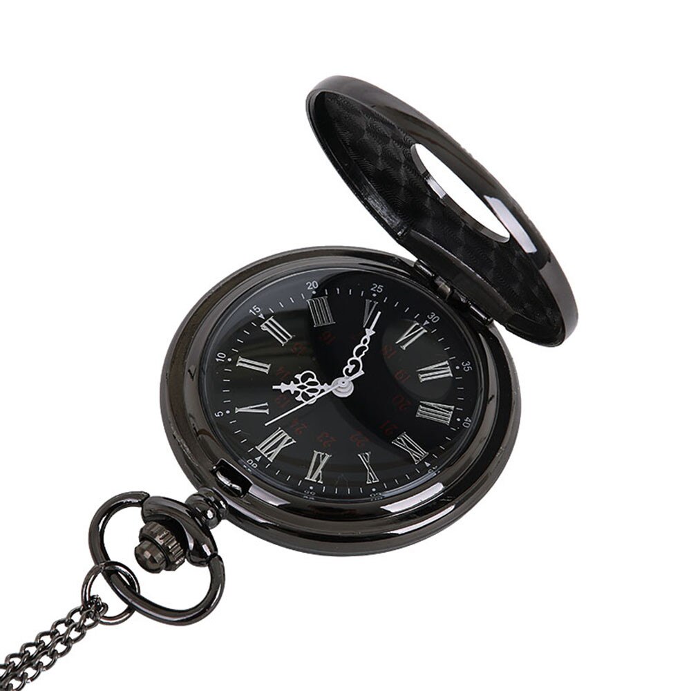 Vintage 40 CM Chain Smooth steel Quartz Pocket Watch Vintage Roman Numeral Dial Pendant Fob Watch Clock: A
