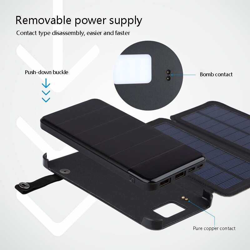 Cargador tipo batería externa para exteriores, cargador Solar plegable de 30000mAh