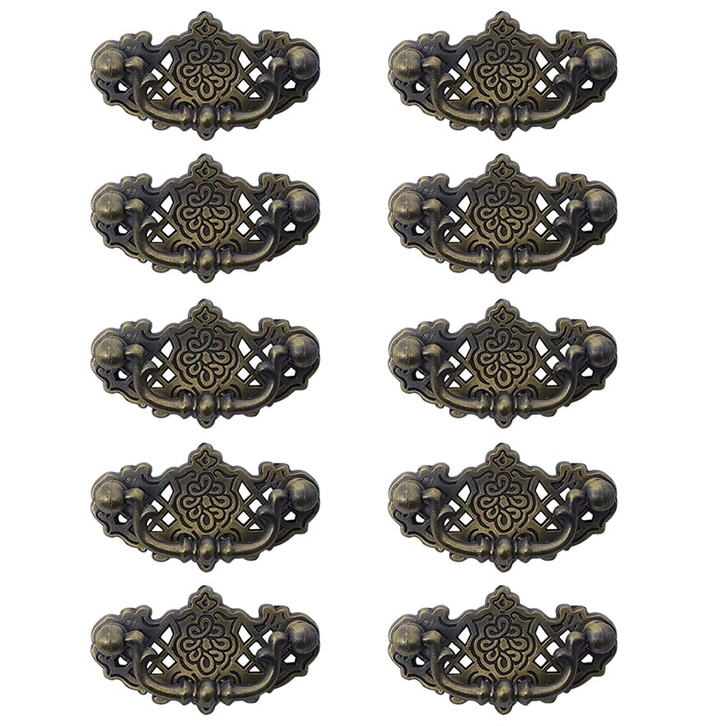 10 -pack vintage köksskåp dra möbler dra lådhandtag sovrum byrå knoppar antikt brons: Default Title