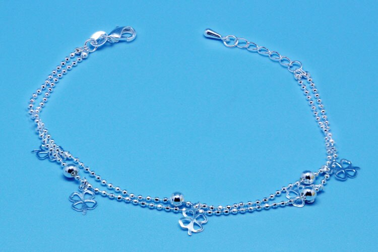 Trendy 925 Sterling Zilveren Enkelbanden Voor Vrouwen Sieraden Vintage Clover Armband Vrouwelijke Accessoires Meisjes Enkelband Party Bijou