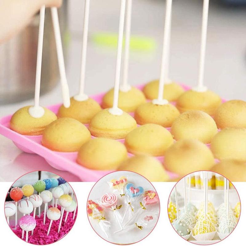 Plastic Stick Lollipop Cake Paper Stick Cake Pops White Baking Sucker Tool Craft Sticks Fondant DIY Sugar Mold C9S7