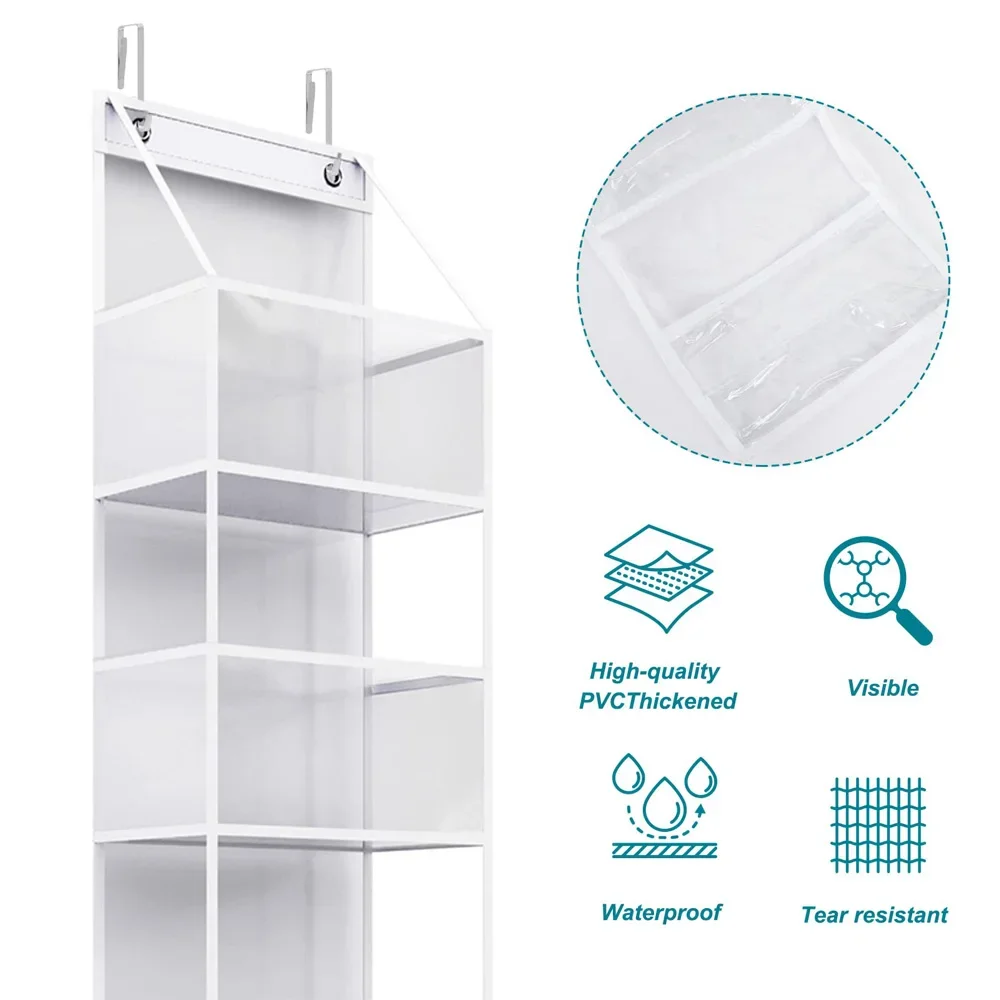 4-Regal, durchsichtig, über der Tür, Organizer, Schrank, Speisekammer, Tür, Aufbewahrung, Hängeraum-Organizer mit Kunststofftaschen für Küche, Schlafzimmer