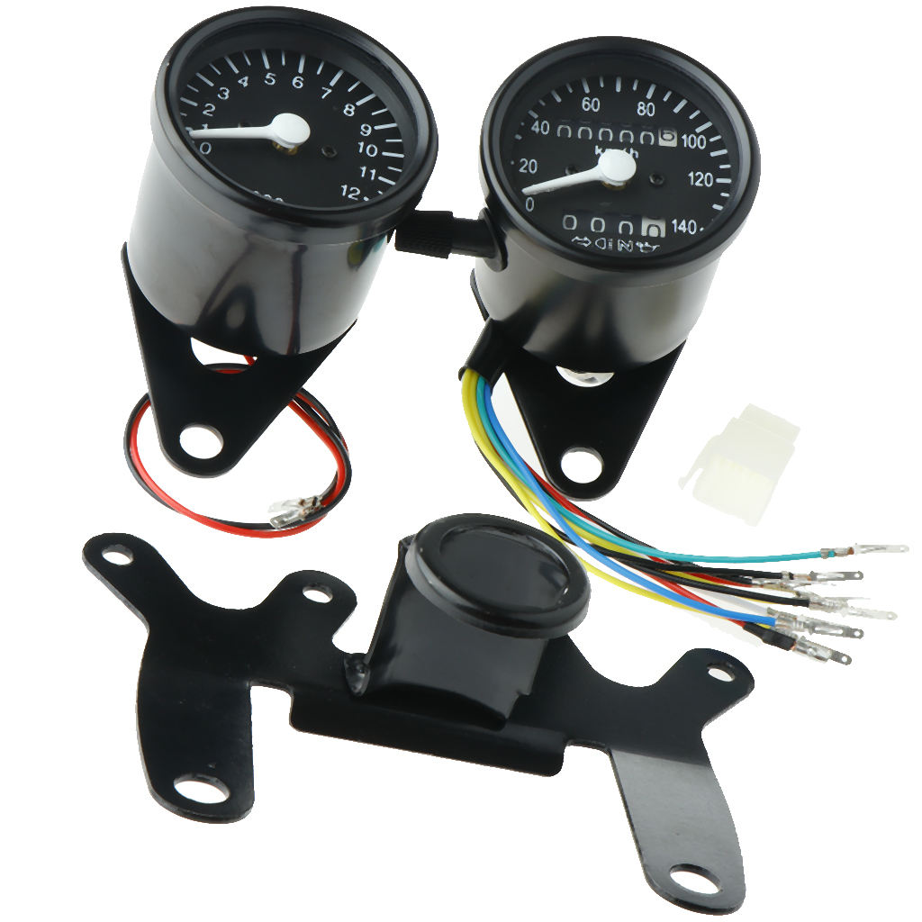 12V Motorcycle Retro LCD Speedometer Odometer Tachometer Multifunction Fuel Gauge Assembly