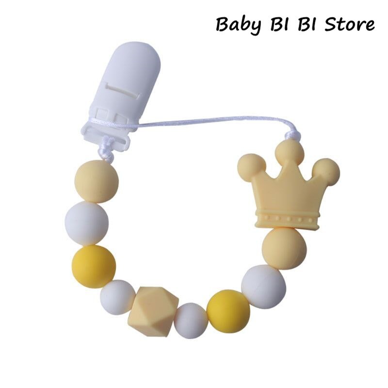 Baby produkter silikone sut kæde spædbørn vedhæftning anti-drop anti-mistet kæder nyfødt badning: Gul