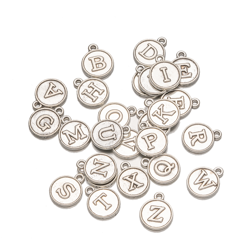 Juego de colgantes con letras del alfabeto de A-Z para mujer, pulsera y pendientes hechos a mano, accesorios para hacer joyas, suministros, 12mm, 1 Juego