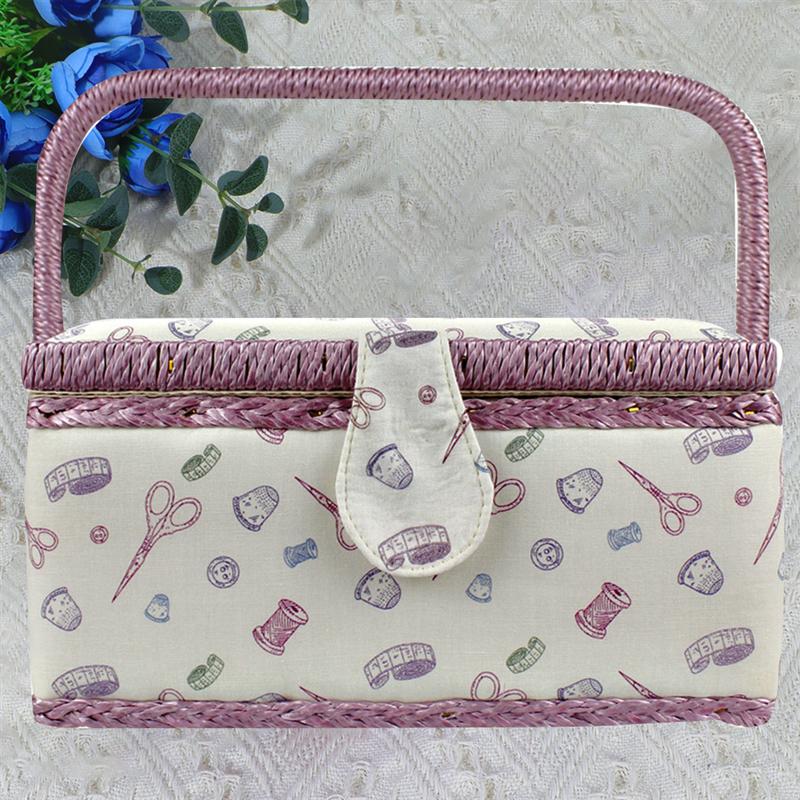 European Style Portable Sewing Box Sewing Needle Thread Storage Box Sewing Case Container for Home Bedroom
