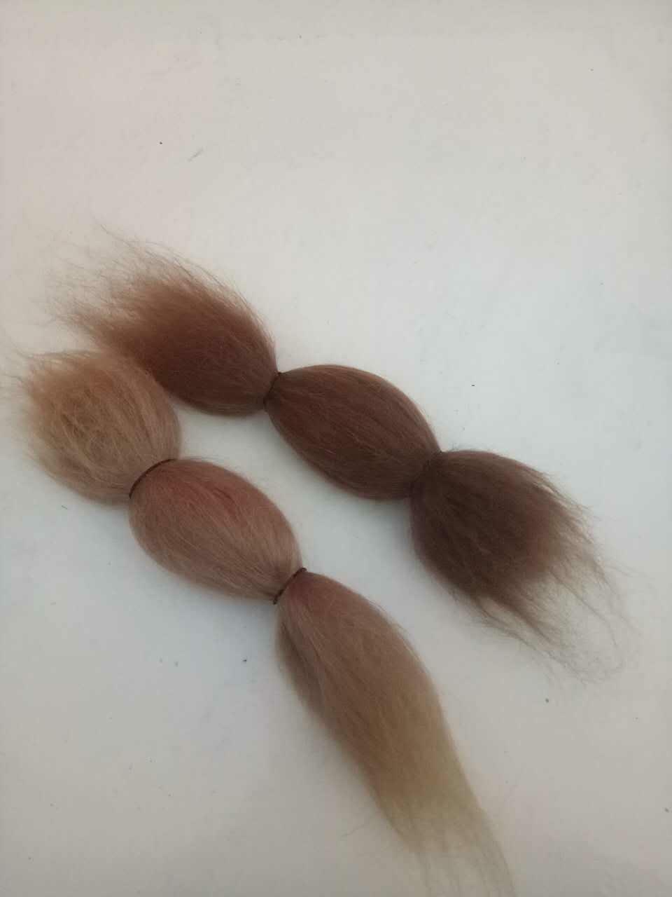 Poupée Mohair naturelle , cheveux de poupée de 6 pouces pour bébé Reborn, de princesse britannique pour filles, marron blond, 15g: Brown and Blond