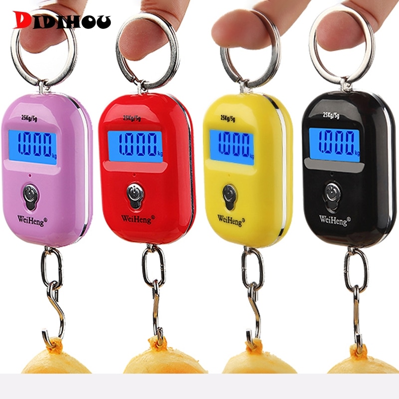 Portable Digital Mini Luggage Scale LCD Backlight Display Keychain Hanging Hook Scales Electronic Weighting 25Kg/55Lb