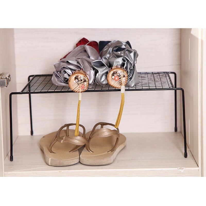 Multifunction Cabinet Shelf Organizers Stackable Expandable Set of 2 Metal Kitchen Counter Metal Shelves E2S