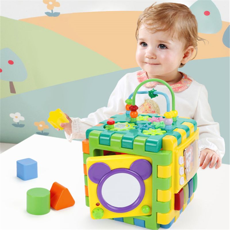 Baby aktivitet kub småbarn leksaker 6 in 1 form sorterare baby aktivitet lekcenter