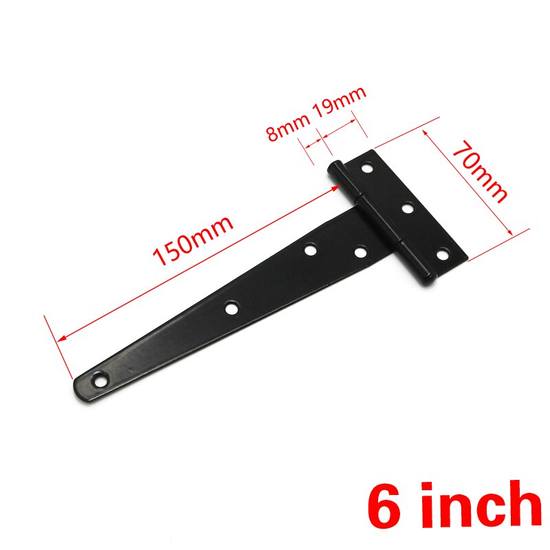 1 Pc 3/4/5/6/8 inch Black Paint T Shape Triangle Hinge Cabinet Shed Wooden Door Gate Hinges Hardware: 6 Inch