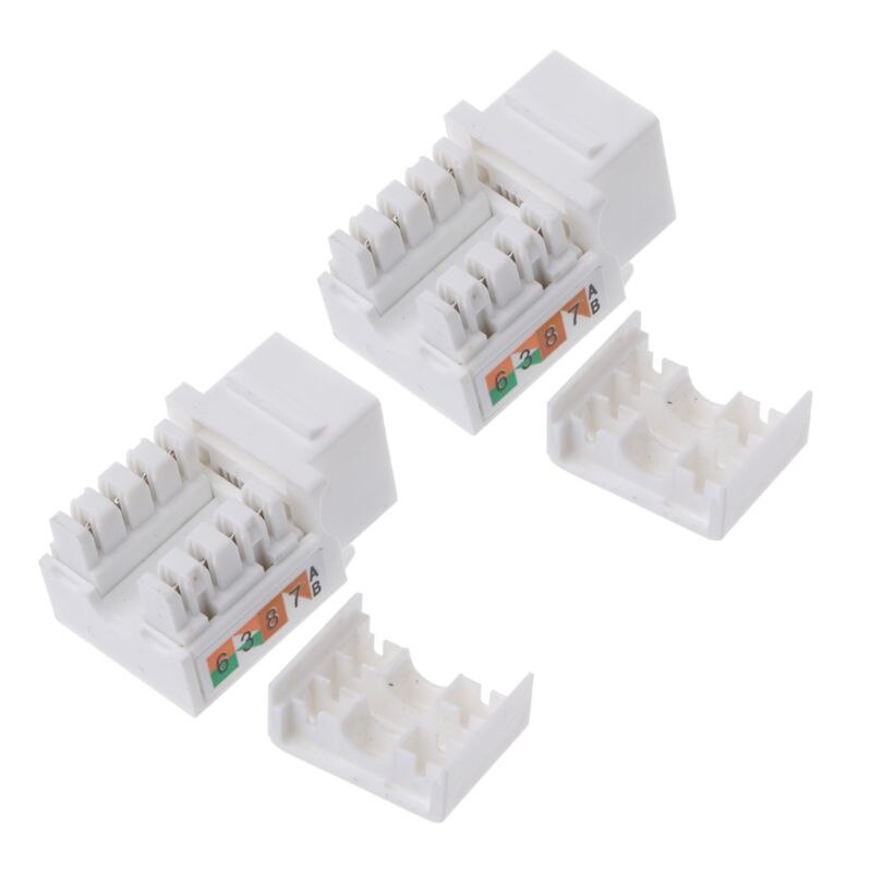 2 pces cat6 módulo de rede informação tomada rj45 conector adaptador keystone jack