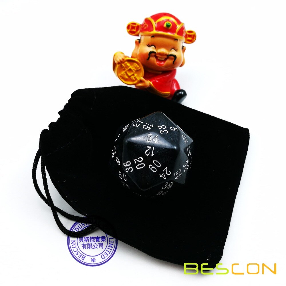 Bescon Polyhedral Dice 60-sided Gaming Dice, D60 die, D60 dice, 60 Sides Dice, 60 Sided Cube of Black Color