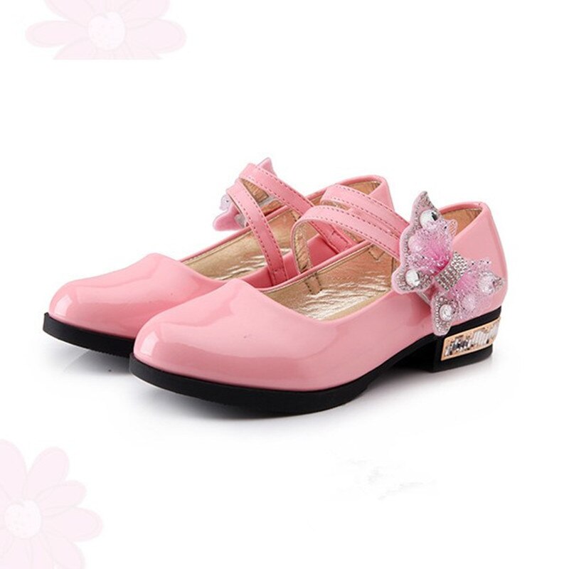 Rouge noir enfants filles chaussures en cuir enfants à talons hauts filles princesse chaussures pour fête mariage grandes filles chaussures de danse 4-16T