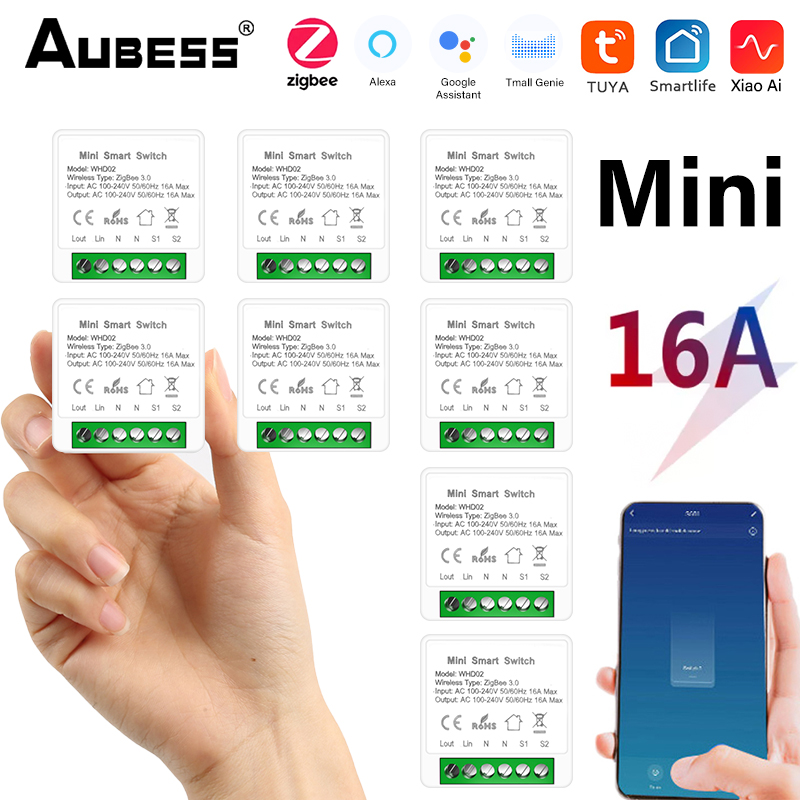 16A Tuya Mini zigbee Switch Module Smart Life Remote Voice Control Smart Light Switch Module Smart Home With Alexa Google Home