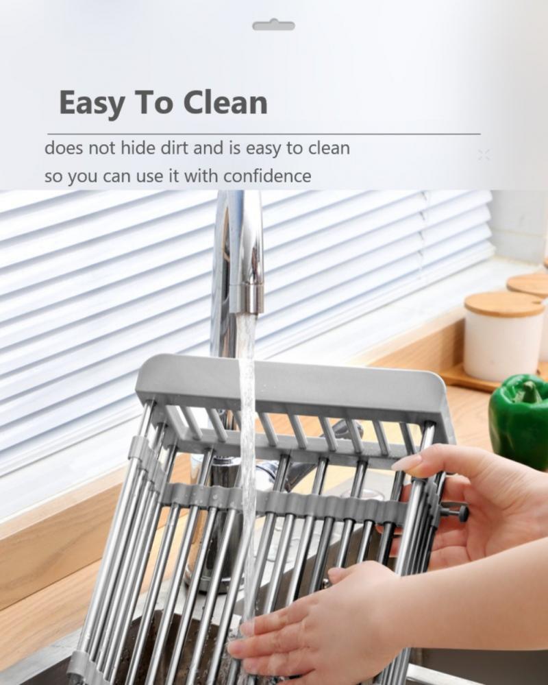 Égouttoir à vaisselle extensible en acier inoxydable, égouttoir réglable pour légumes et fruits, évier de cuisine