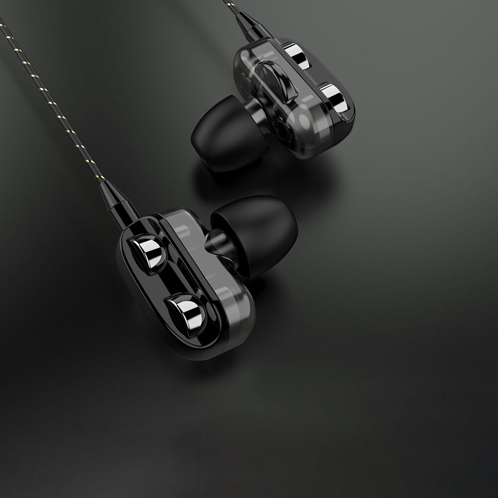 Hoge Bass Headsets Sport Oordopjes Dual Drive Stereo In-Ear Wired Oortelefoon Met Microfoon Computer Oordopjes Voor Mobiele Telefoon