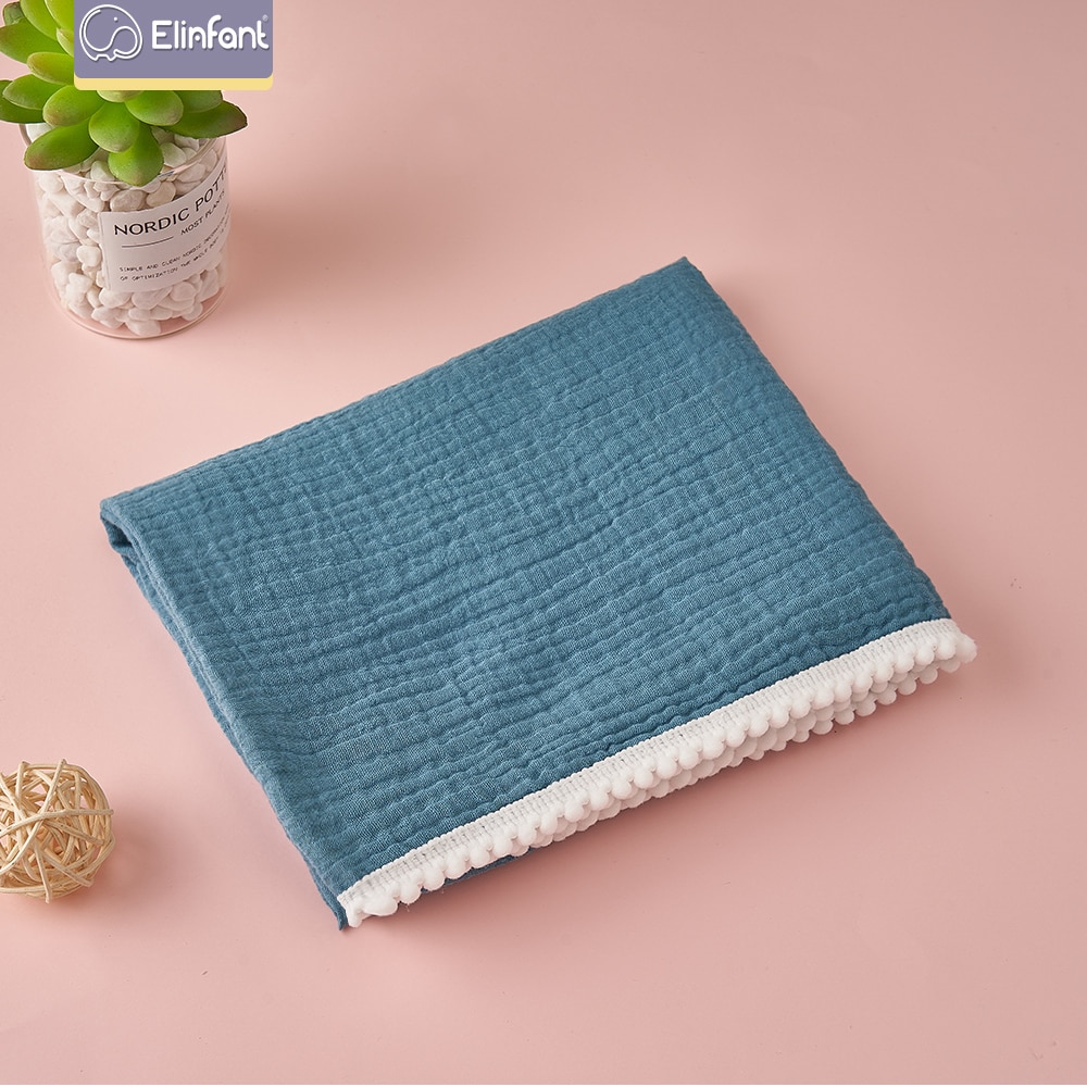 Elinfantile 1 pièces 100% coton 80*65 Cm bébé boule gland couverture garçons et filles coton gaze serviette de bain bébé lange d'emmaillotage serviette