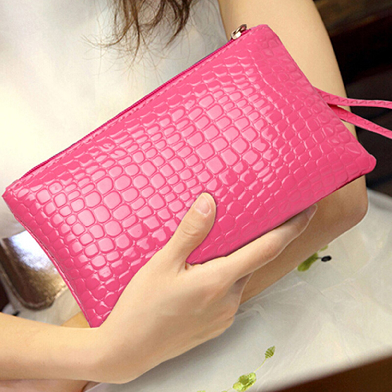 Sac à main en cuir PU pour femmes, pochette à poignet, portefeuille, porte-cartes, maquillage, petite pochette