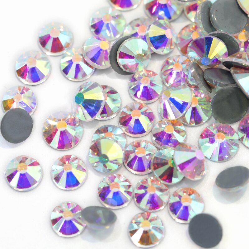 AAAAA Glass Strass Crystal AB Hotfix Rhinestone Flatback Cтразы Iron On Rhinestones For Clothes Decorations Y3841