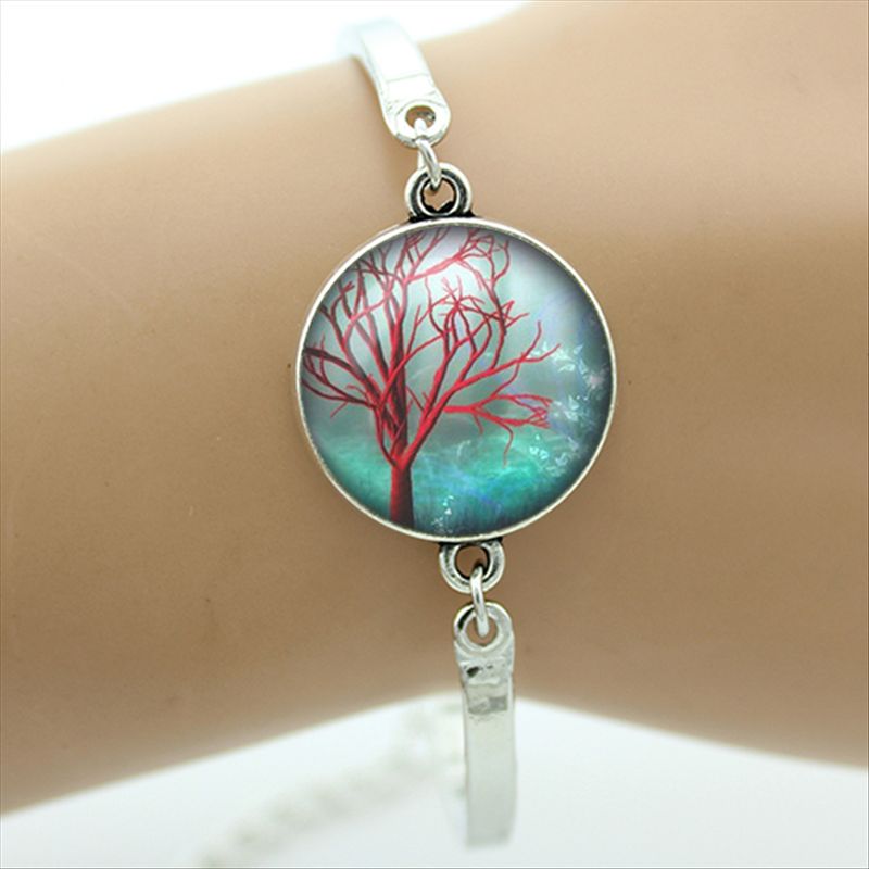 TAFREE Brand Gustav Klimt Tree Of Life Bracelet Silver-Plated Glass Dome Art Picture Bangles Men Jewelry D937: D949