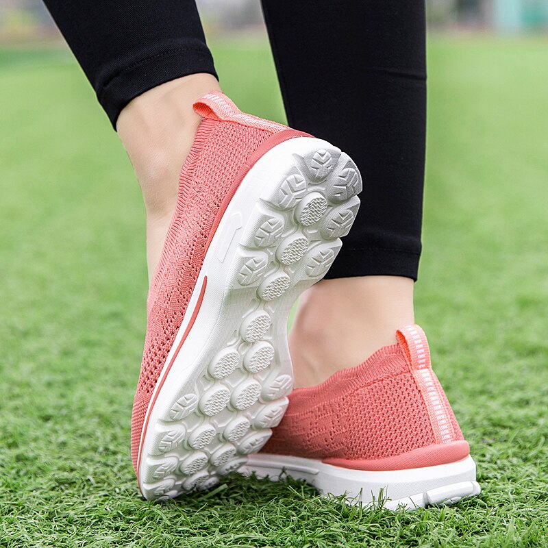 Breathable Summer Walking Shoes Women's Lightweight Sneakers Comfortable Street Jogging Shoes Mesh Running Flat Sneakers Female