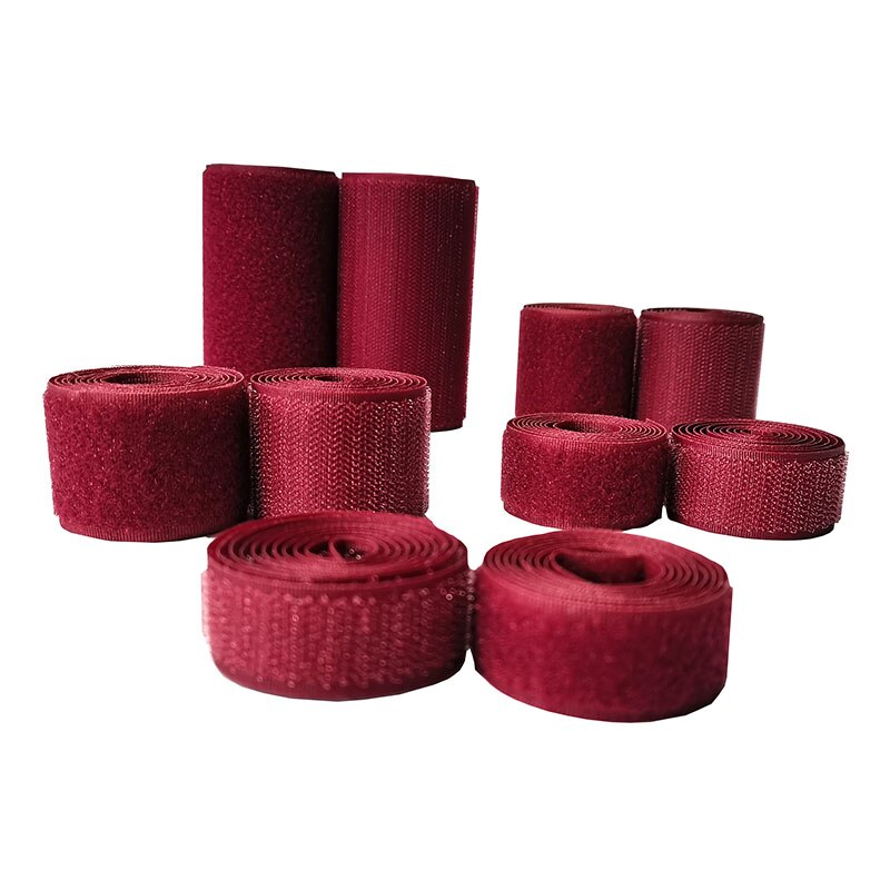 2-10Cm Breedte Wijn Rode Geen Lijm Haak Loop Sluiting Tape Voor Naaien Magic Tape Sticker Strap Couture strip