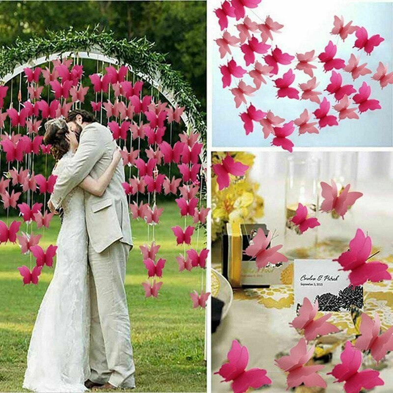 2.7M 3D Paper Garland Butterfly Banner kids Baby Shower Butterfly Bunting for Valentine's Day Wedding Birthday Party Decoration