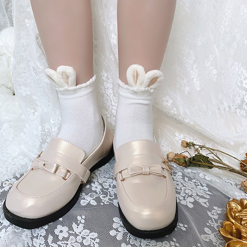 Japanse Magic Geborduurde Zachte Zus Konijn Oor, Mooie Haar Bollen Sok Kracht Meisje Sokken Vrouwelijke Studenten