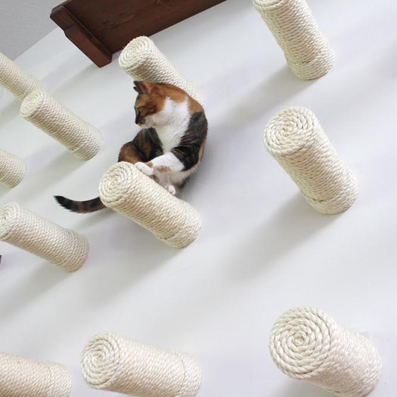 Aan de muur te bevestigen sisal kattenkrabpaal, krabpaal voor katten, kattentoren, klimmeubel voor huisdieren, klimrekken, speelgoed voor katten