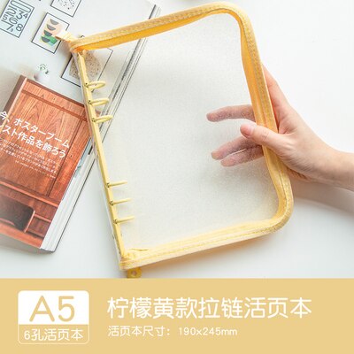 A5 zíper fichário photocards transparente recolher livro diário caderno postais organizador mangas papelaria escolar: Yellow