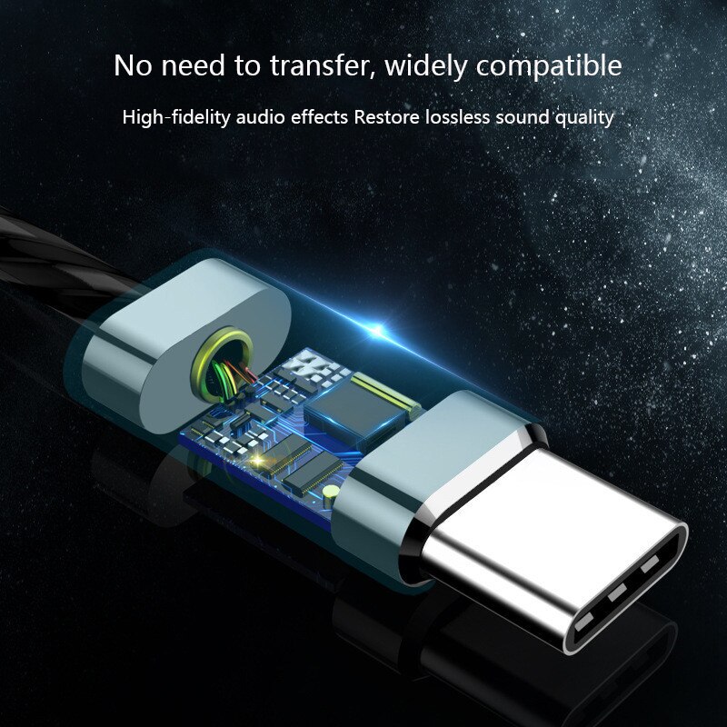 Type C Earphone Dynamic Drive HiFi USB-C Earbuds In-ear Bass Metal Sport Gaming Headset with Mic for Xiaomi Huawei HTC Samsung