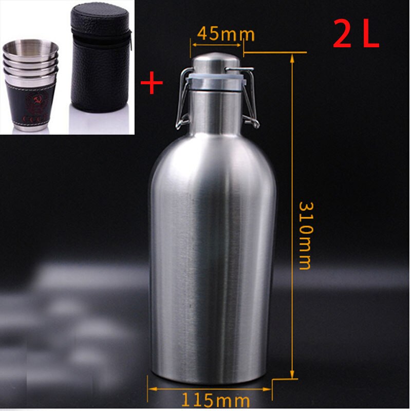 Healthy Beer Barrels Pot Stainless Steel Wine Barrel 1L 1.5L 2L Bottle Double Wall Drink Kettle Wine Jugs Barware: 68 OZ  double wall