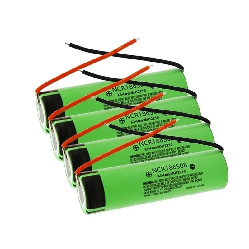 10 STÜCK 100 % Original 18650 Akku 3400 mAh 3,7 V Lithium-Akku NCR18650B Geeignet für Taschenlampenbatterie + DIY-Draht