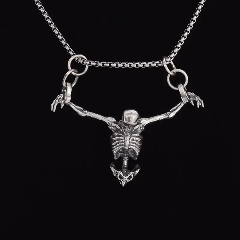 Colgante de calavera de cautiverio Chapado en plata, collar de motociclista Punk Rock para hombre, accesorio de joyería gótica de Halloween