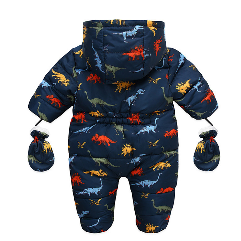 Winter Baby Meisje Romper Met Handschoenen Pasgeboren Jongen Jas Kleding Hooded Plus Fluwelen Dikke Baby Kleding Set