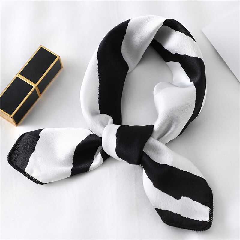 Women Small Satin Silk Scarf Square Print Wrap Foulard Femme Handkerchief Bandana Neck Hair Skinny Tie Scarves Shawls XC: FX-109