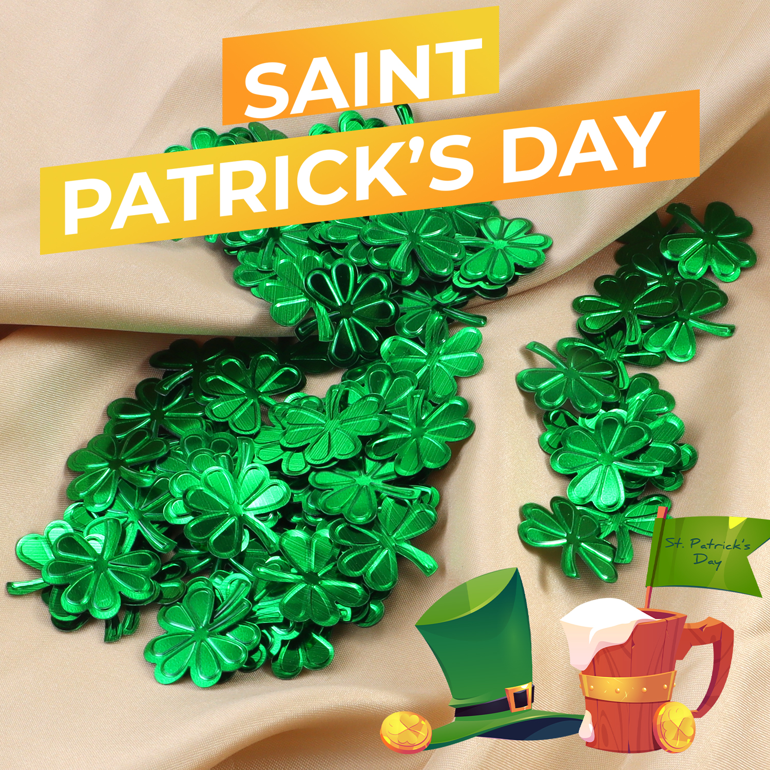 15g/30g St Patricks Day Table Decoration Sequins PVC Green Shamrock Confetti for Irish Festival Party Home Decoration