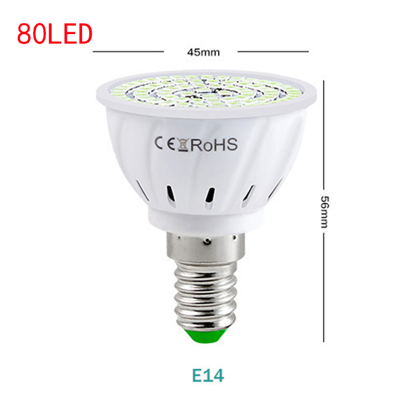 Ultraviolet germicidal lamp UV E27 Ultraviolet UVC Light GU10 MR16 Sterilization Lamp Cup Corn Bulb Disinfection Lamp Kill Mites: E14 80LED