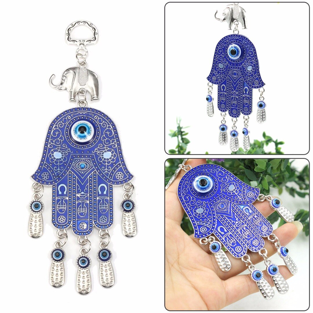 Turkish Blue Evil Eye Hamsa Hand Amulet Wall Protection Hanging Cars Home Decor