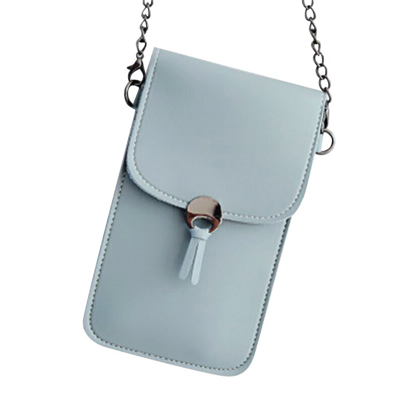 Ketting telefoon tasje helder transparant venster raakt scherm crossbody mobiele telefoon tasje  h9: Grijsblauw