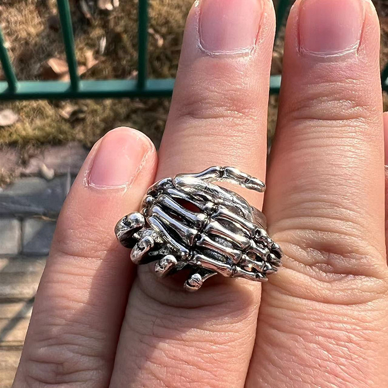 Gothic Skeleton Hand Ringen Voor Vrouwen Mannen Romantische Minnaar Paar Ring Set Punk Emo Gouden Ring Vintage Sieraden Anillos