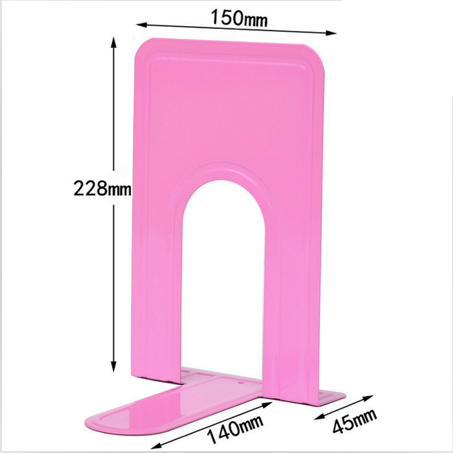 1 Pair Book Ends, Metal Bookends, Book Ends For Shelves Economy Universal Nonskid Heavy Duty Bookends Office: Pink