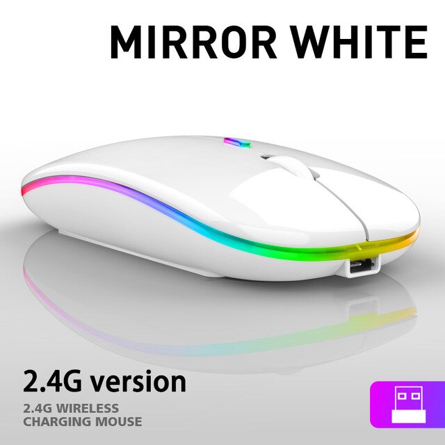 Bluetooth dual-mode wireless mouse charging mouse wireless computer mute LED backlit game office mouse laptop accessories: luminousversionWhite
