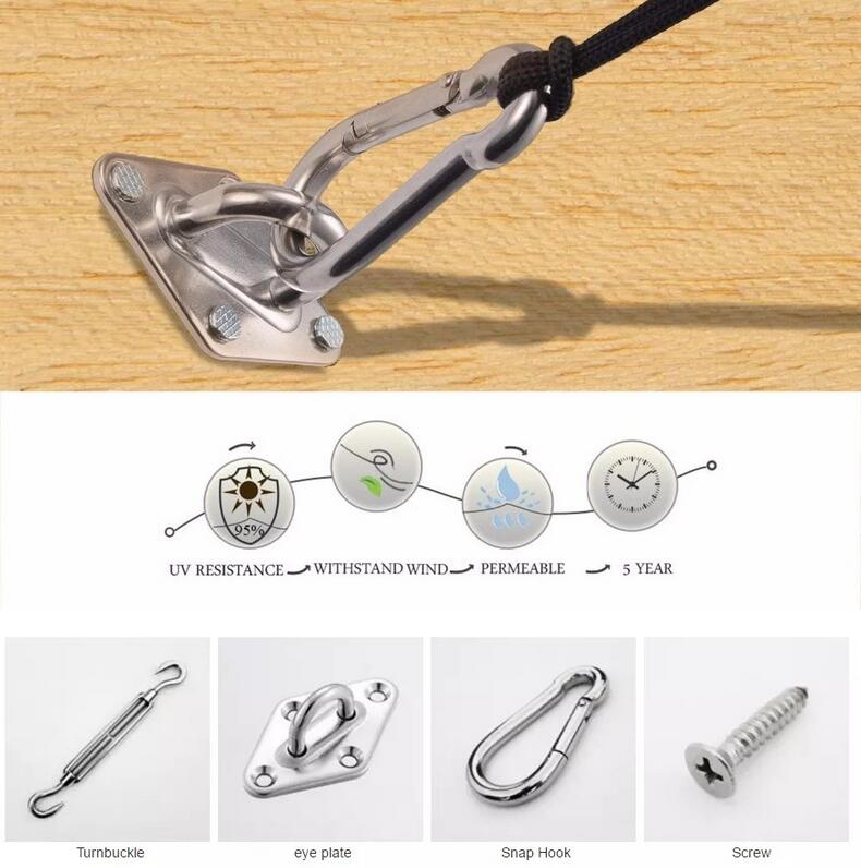 18 st fixeringssats för solsegel i rostfritt stål trädgårdssolskydd tillbehörssats för segelfäste