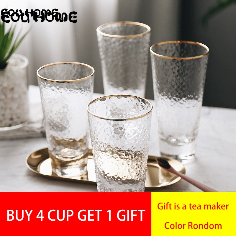Varmebestandigt glas kung fu te kop japansk stil gylden kant proces rundt vand krus vinglas miljøvenligt hjem te